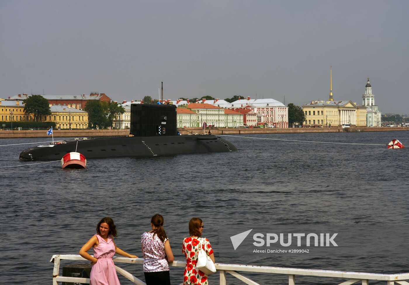 Warships enter the Neva River to take part in Russian Navy Day parade