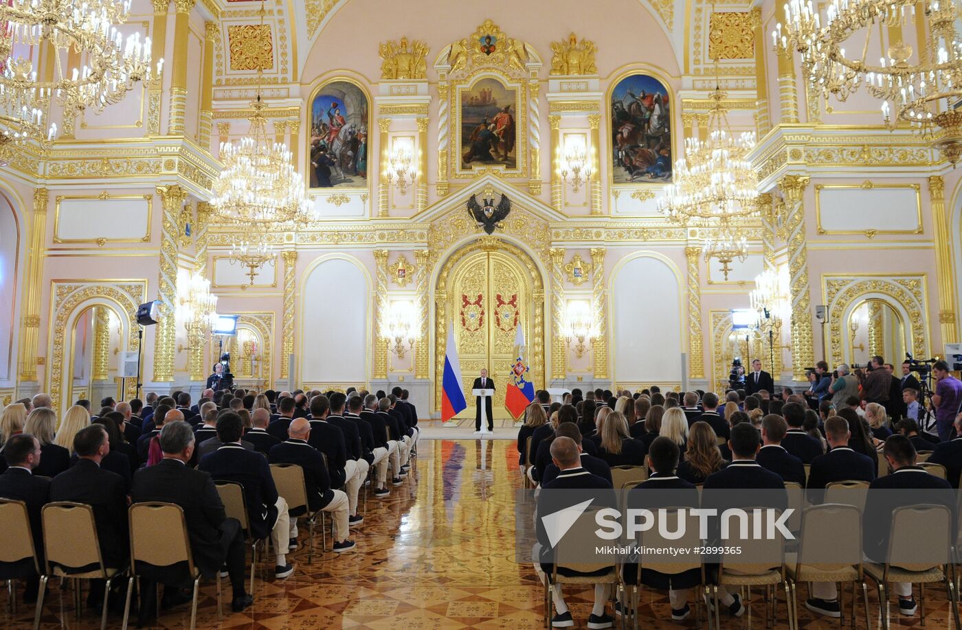 President Vladimir Putin meets with national Olympic team in Kremlin