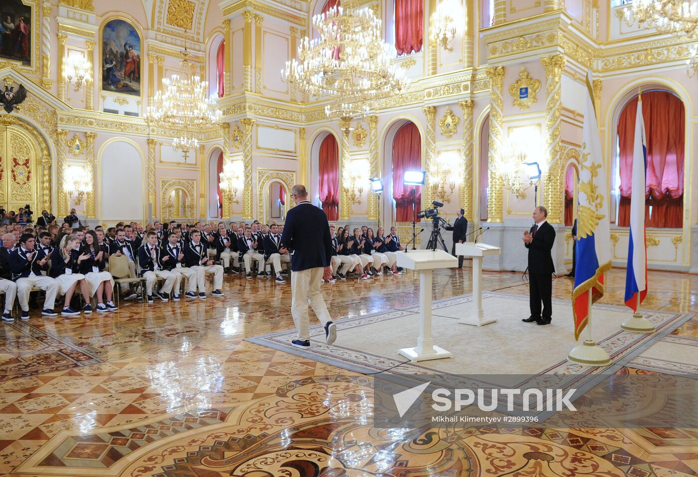 President Vladimir Putin meets with national Olympic team in Kremlin