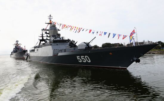 Final rehearsal of parade to mark Russian Navy Day in Baltiysk