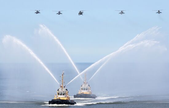 Final rehearsal of parade to mark Russian Navy Day in Baltiysk