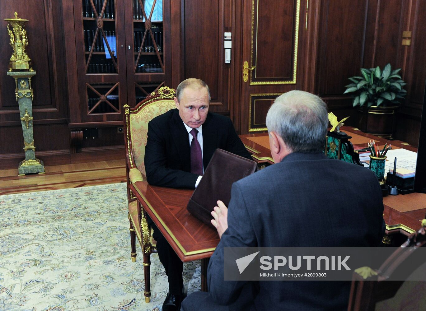 Russian President Vladimir Putin meets with Vladimir Bulavin