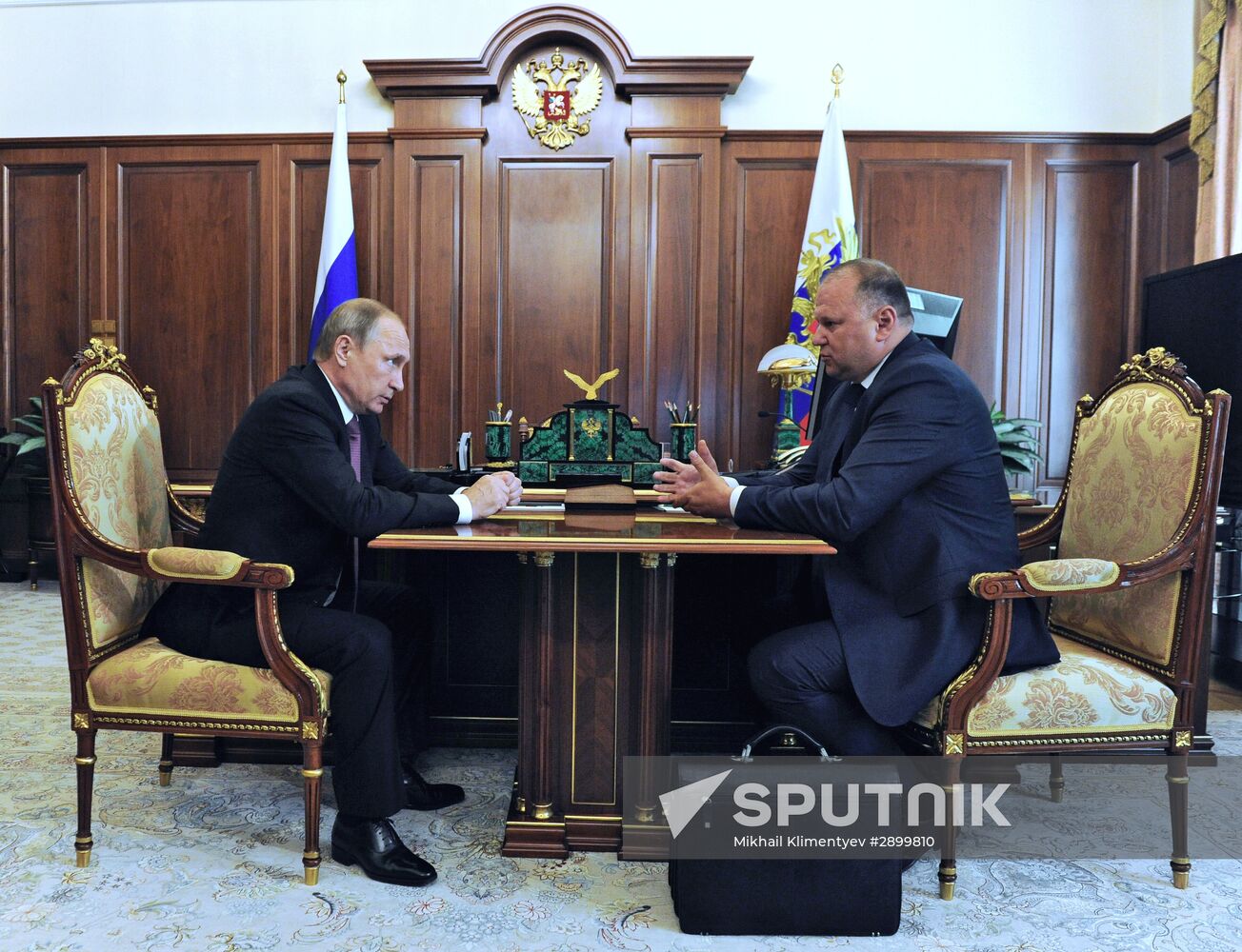Russian President Vladimir Putin meets with Nikolai Tsukanov