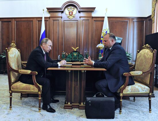 Russian President Vladimir Putin meets with Nikolai Tsukanov