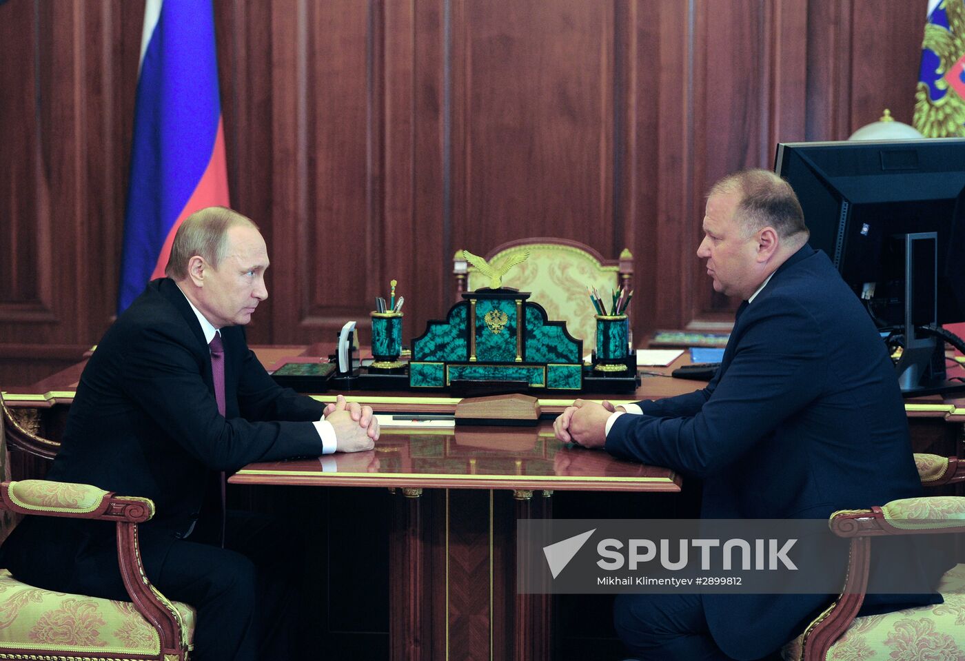 Russian President Vladimir Putin meets with Nikolai Tsukanov
