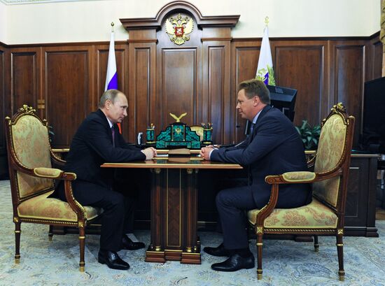 Russian President Vladimir Putin meets with Dmitry Ovsyannikov