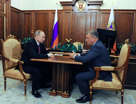 Russian President Vladimir Putin meets with Igor Vasilyev