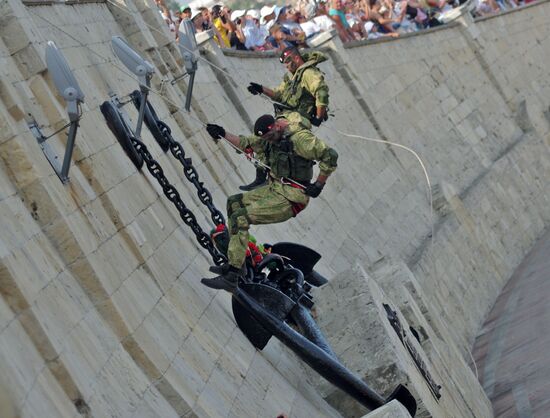 Final rehearsal of parade to mark Navy Day in Sevastopol