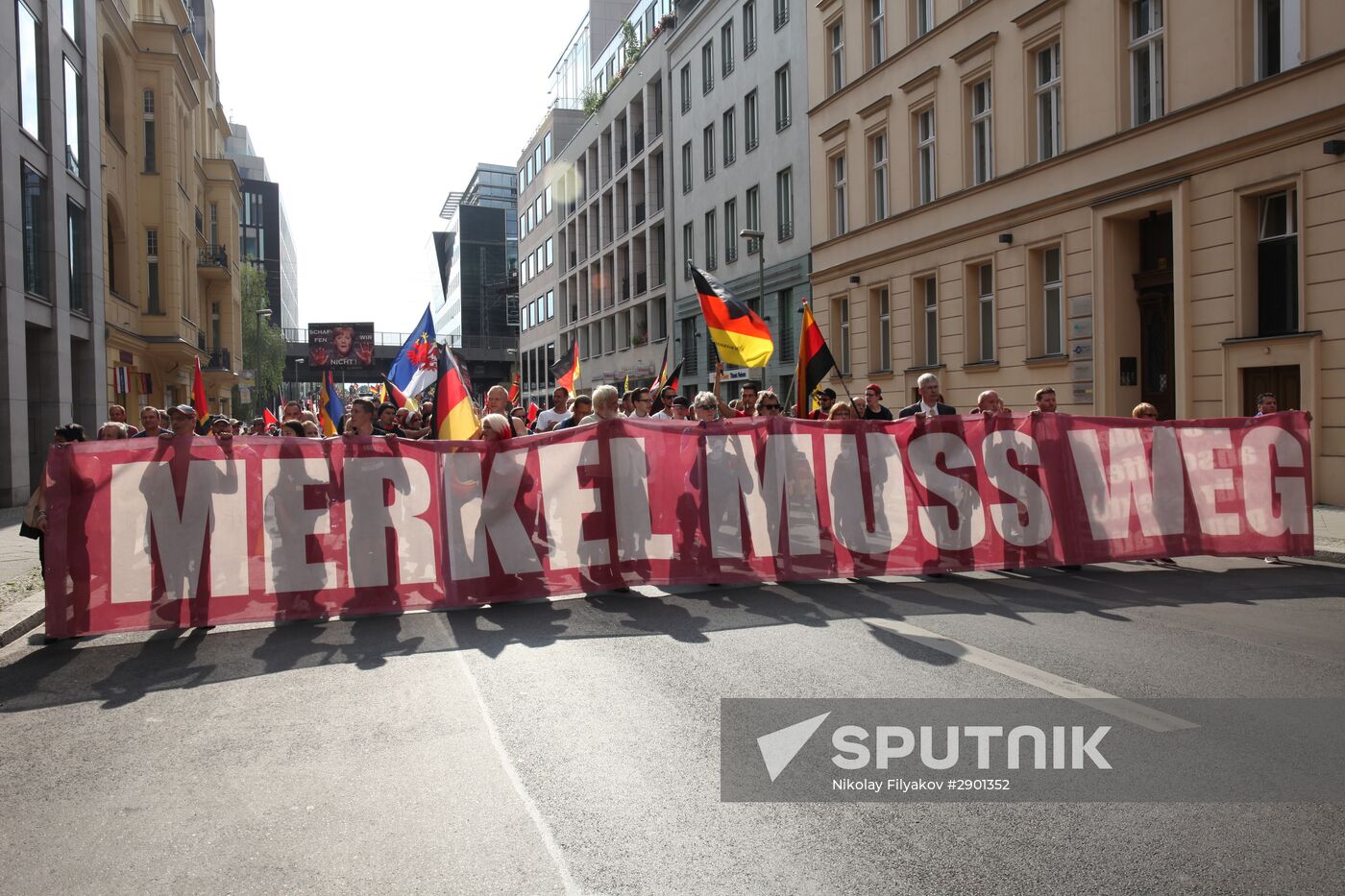 Protests in Berlin against Angela Merkel policies