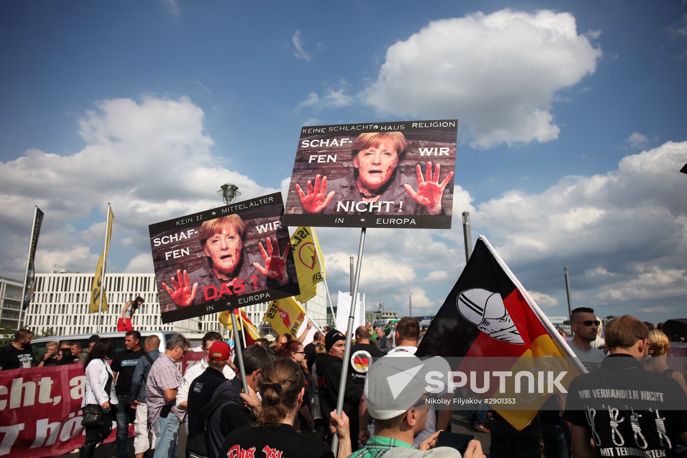 Protests in Berlin against Angela Merkel policies