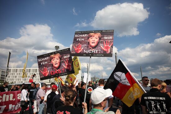 Protests in Berlin against Angela Merkel policies