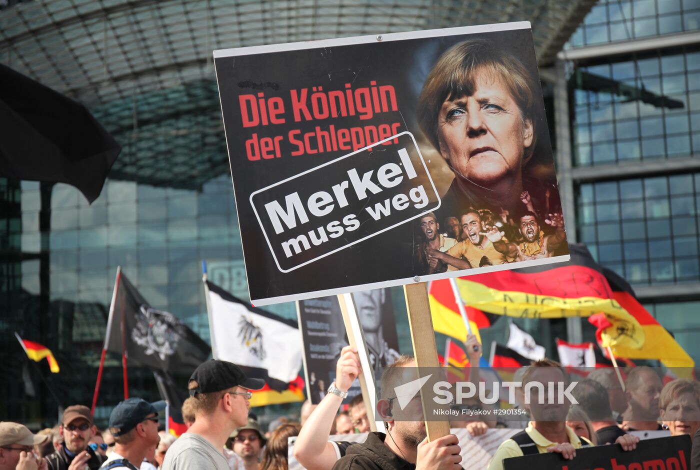Protests in Berlin against Angela Merkel policies