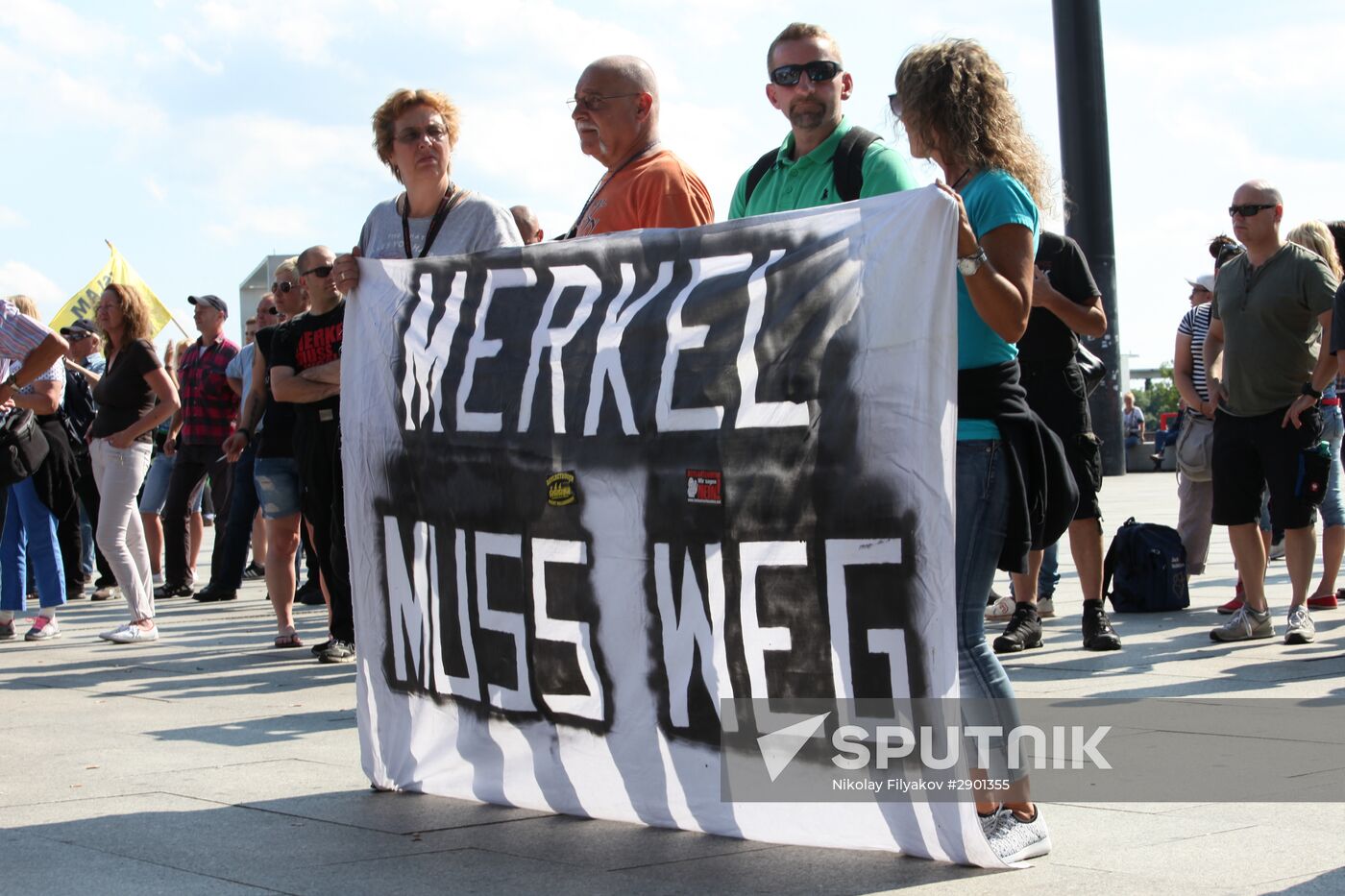 Protests in Berlin against Angela Merkel policies