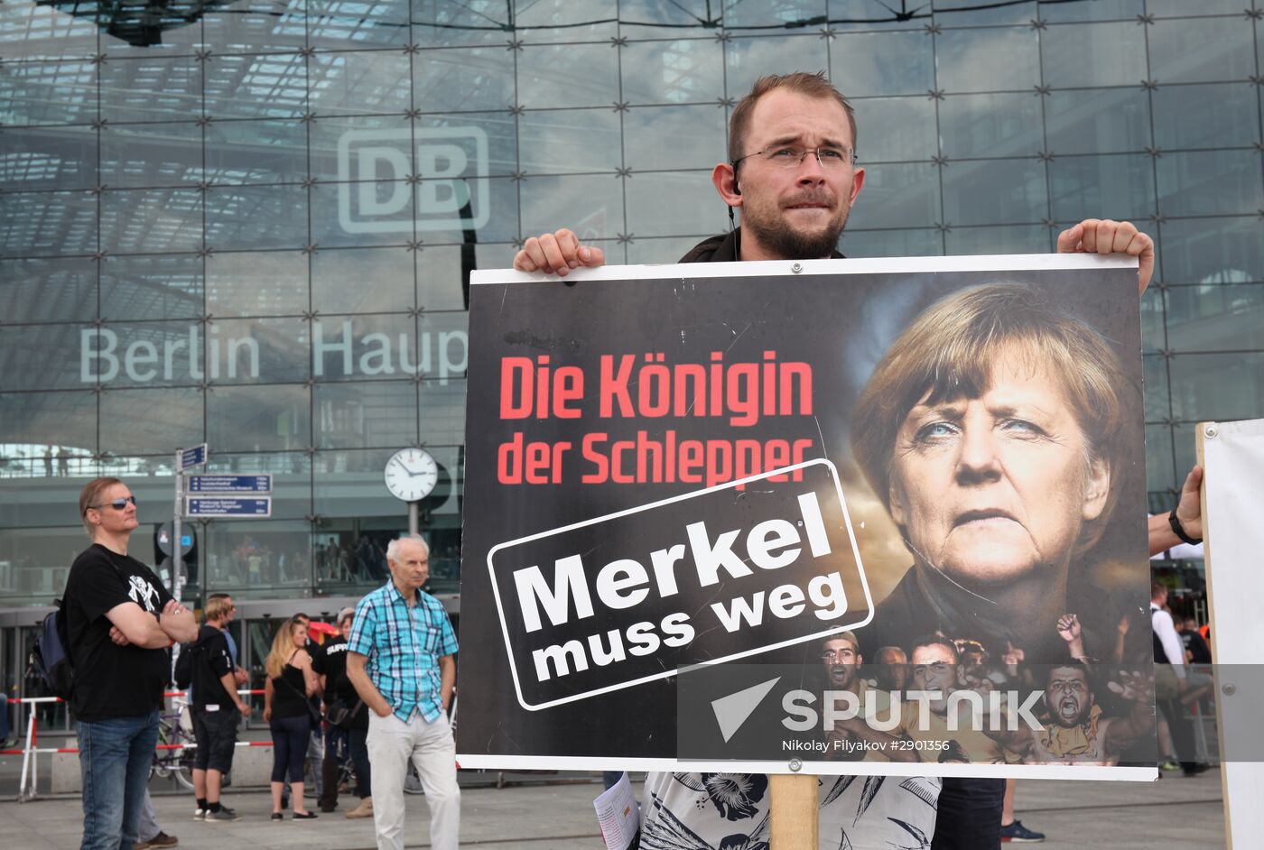 Protests in Berlin against Angela Merkel policies