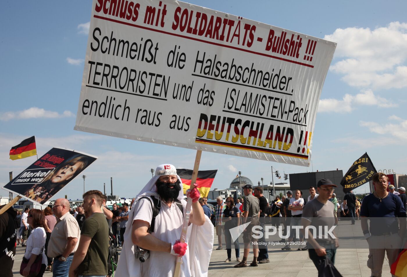 Protests in Berlin against Angela Merkel policies