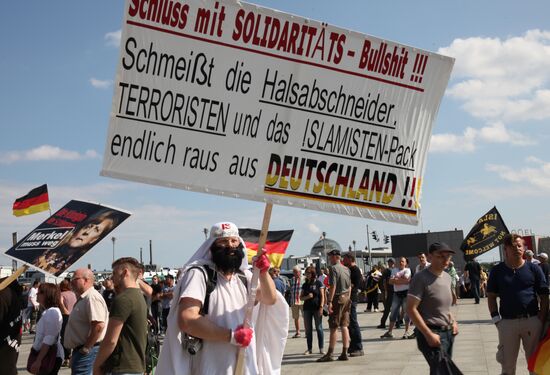 Protests in Berlin against Angela Merkel policies
