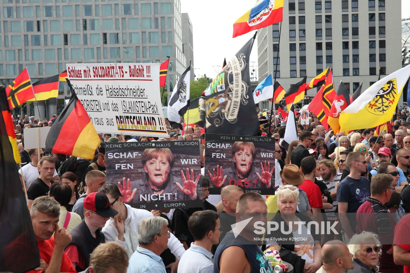 Protests in Berlin against Angela Merkel policies