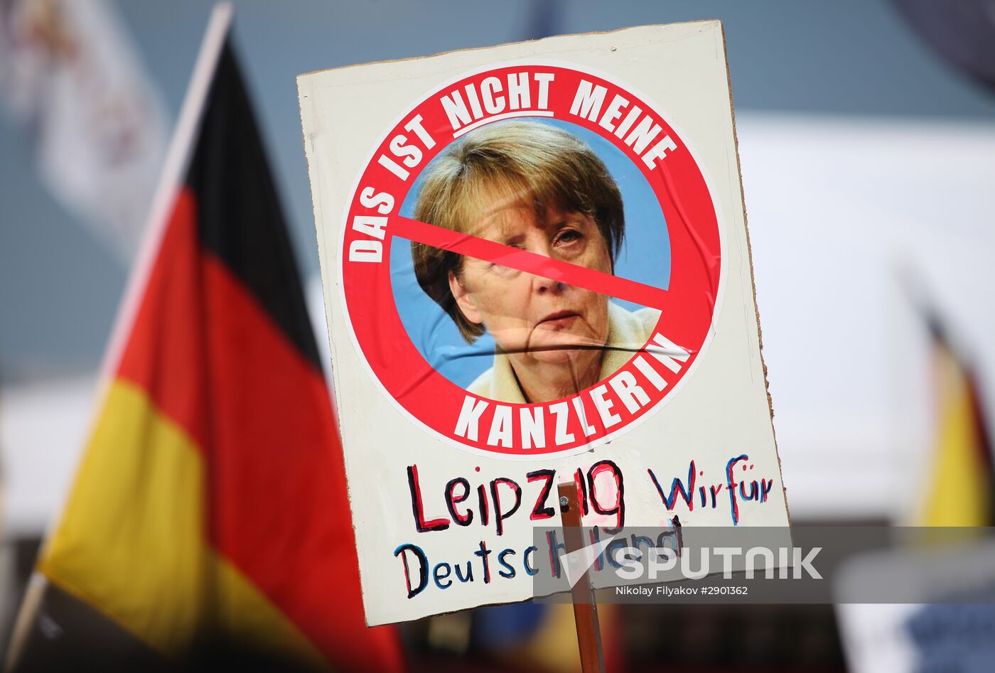Protests in Berlin against Angela Merkel policies
