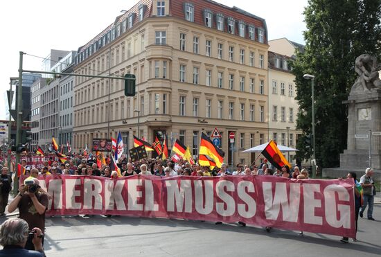 Protests in Berlin against Angela Merkel policies
