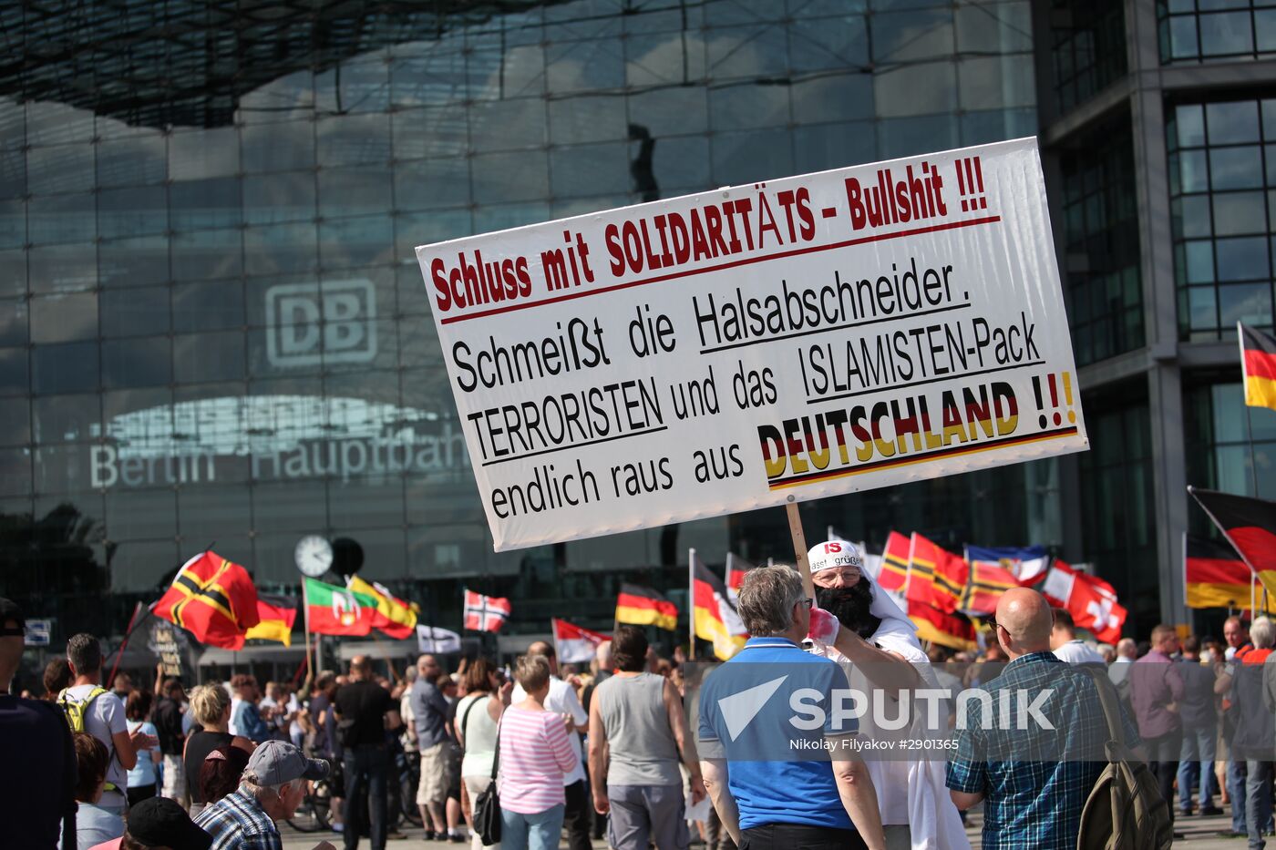 Protests in Berlin against Angela Merkel policies