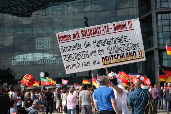 Protests in Berlin against Angela Merkel policies