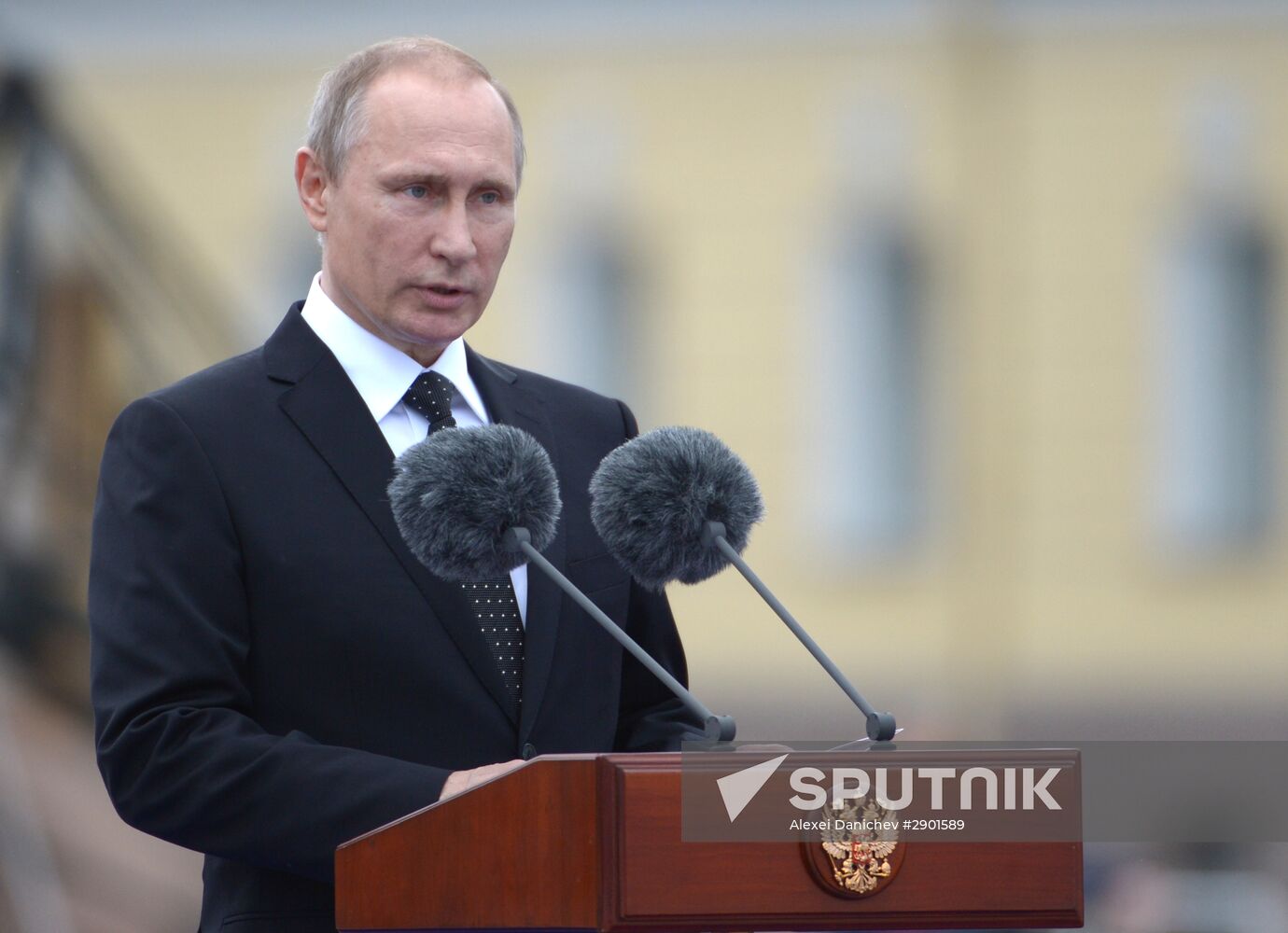 Russian President Vladimir Putin takes part in celebrating Nay Day in St. Petersburg