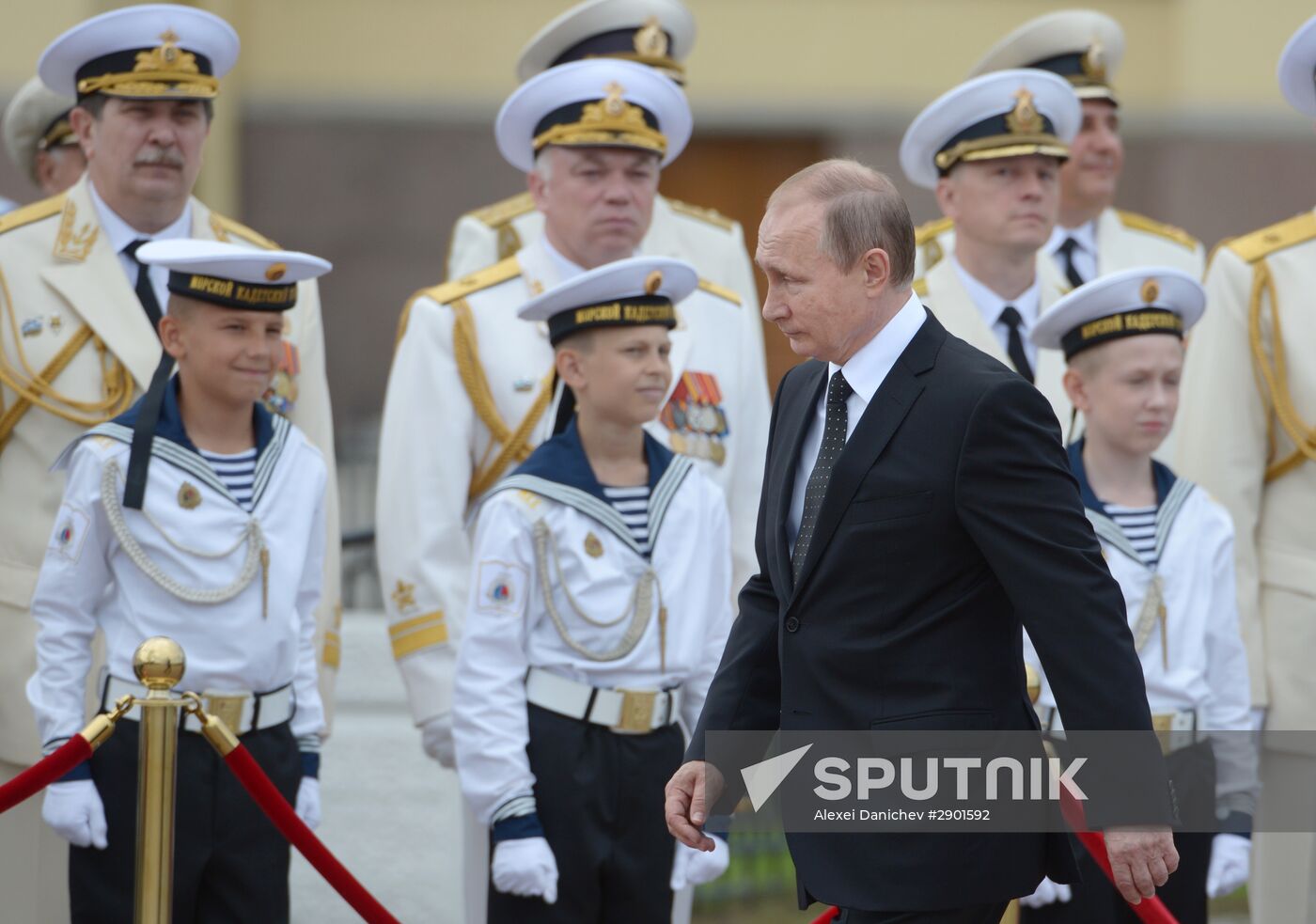 Russian President Vladimir Putin takes part in celebrating Nay Day in St. Petersburg