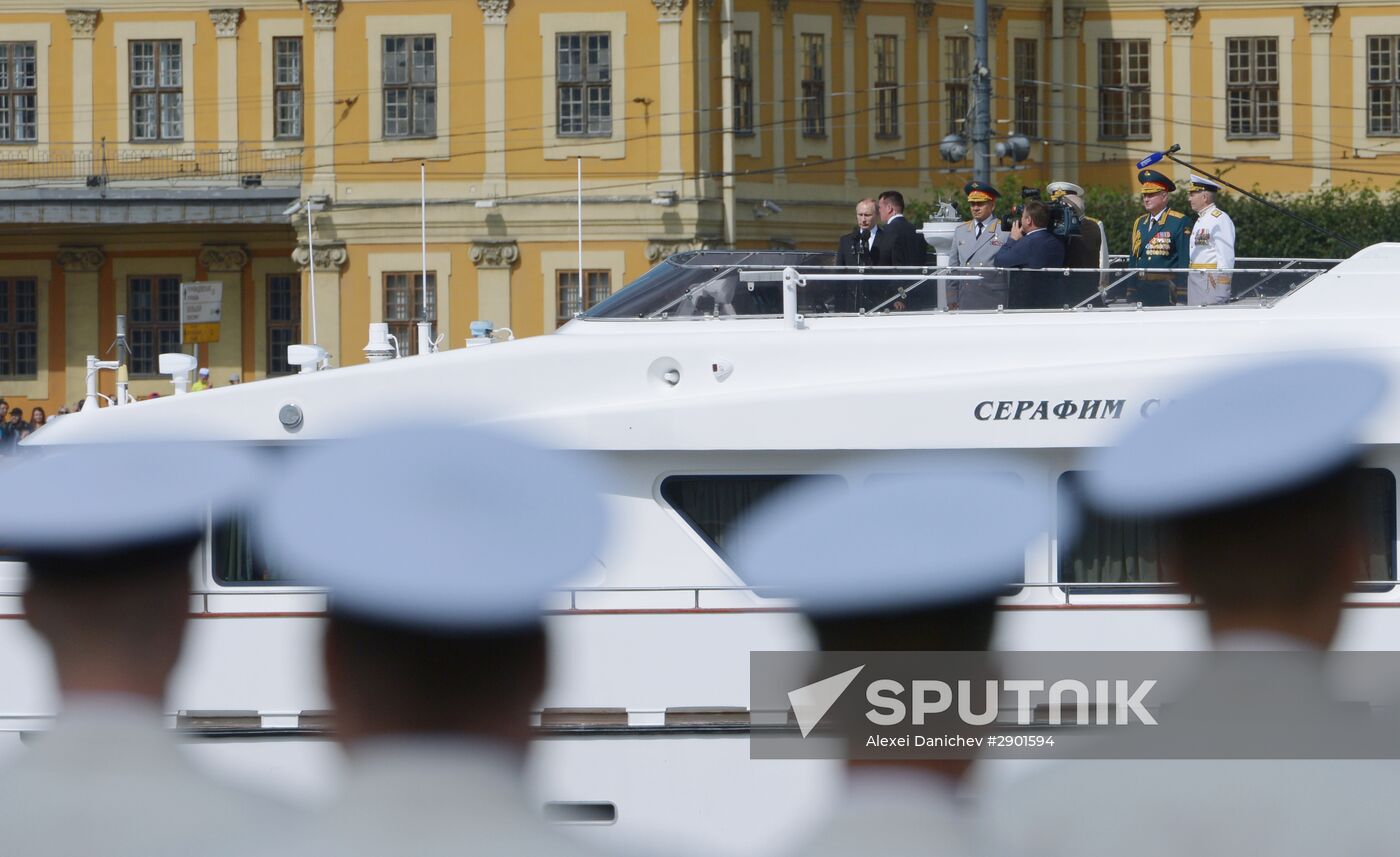 Russian President Vladimir Putin takes part in celebrating Nay Day in St. Petersburg