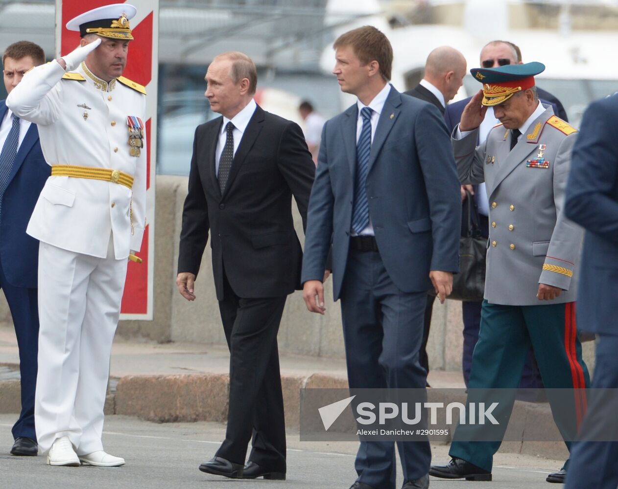 Russian President Vladimir Putin takes part in celebrating Nay Day in St. Petersburg