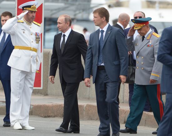 Russian President Vladimir Putin takes part in celebrating Nay Day in St. Petersburg