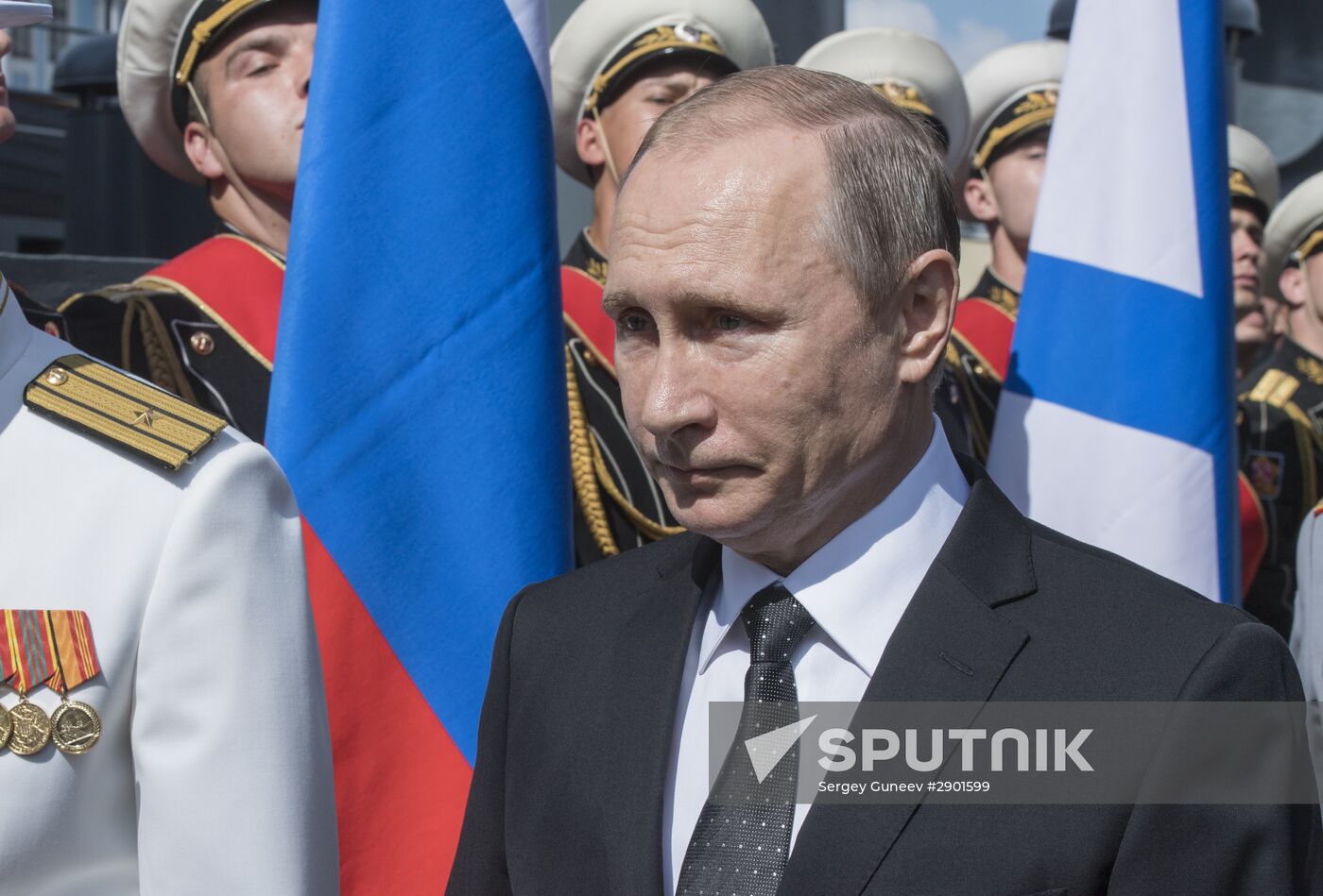 Russian President Vladimir Putin takes part in celebrating Nay Day in St. Petersburg