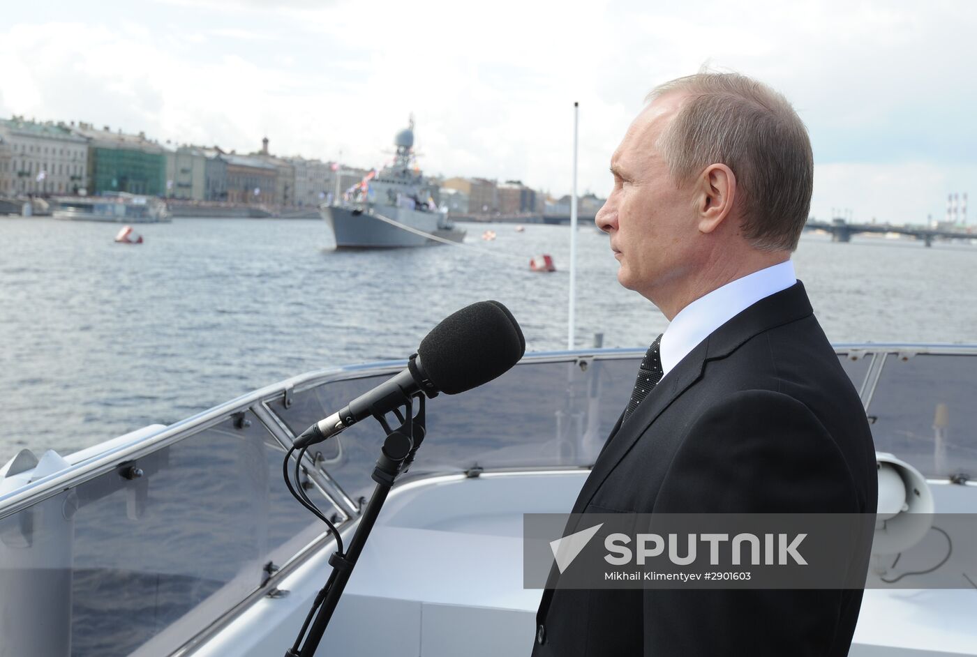 Russian President Vladimir Putin takes part in celebrating Nay Day in St. Petersburg