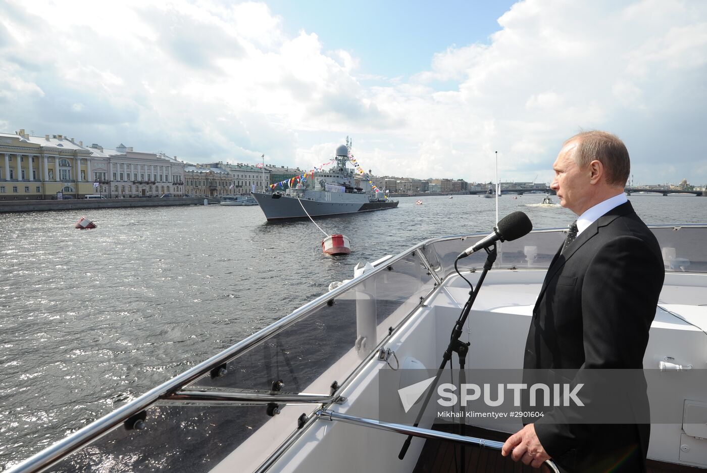 Russian President Vladimir Putin takes part in celebrating Nay Day in St. Petersburg