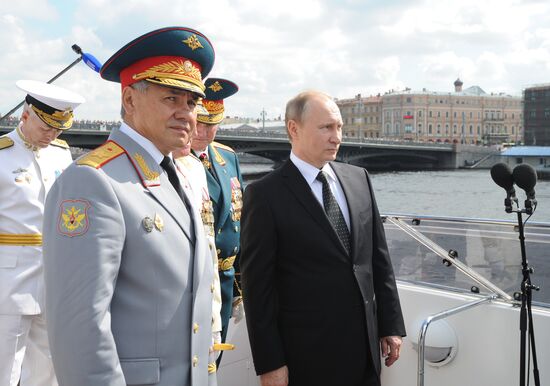 Russian President Vladimir Putin takes part in celebrating Nay Day in St. Petersburg