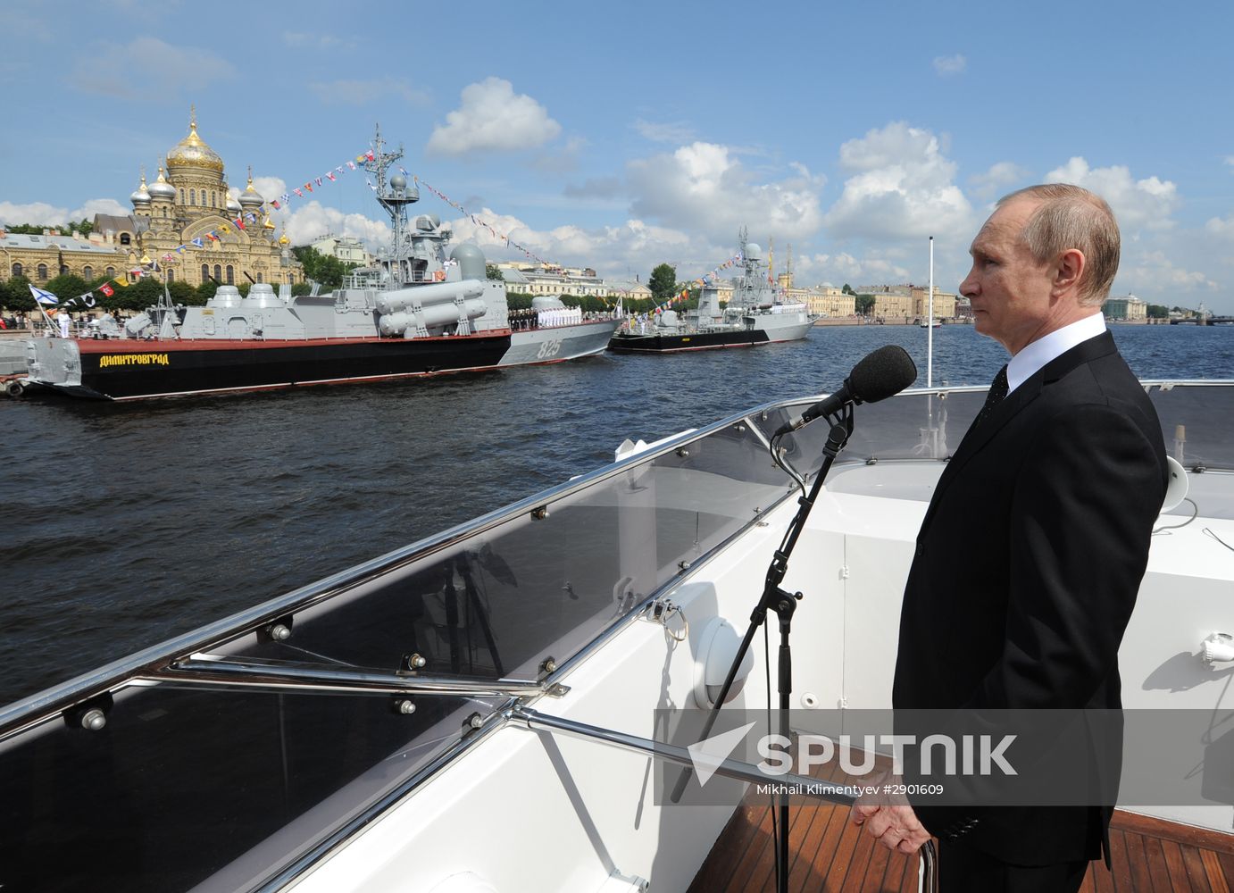 Russian President Vladimir Putin takes part in celebrating Nay Day in St. Petersburg