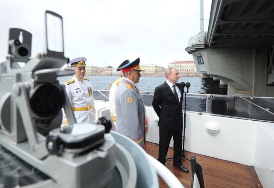 Russian President Vladimir Putin takes part in celebrating Nay Day in St. Petersburg