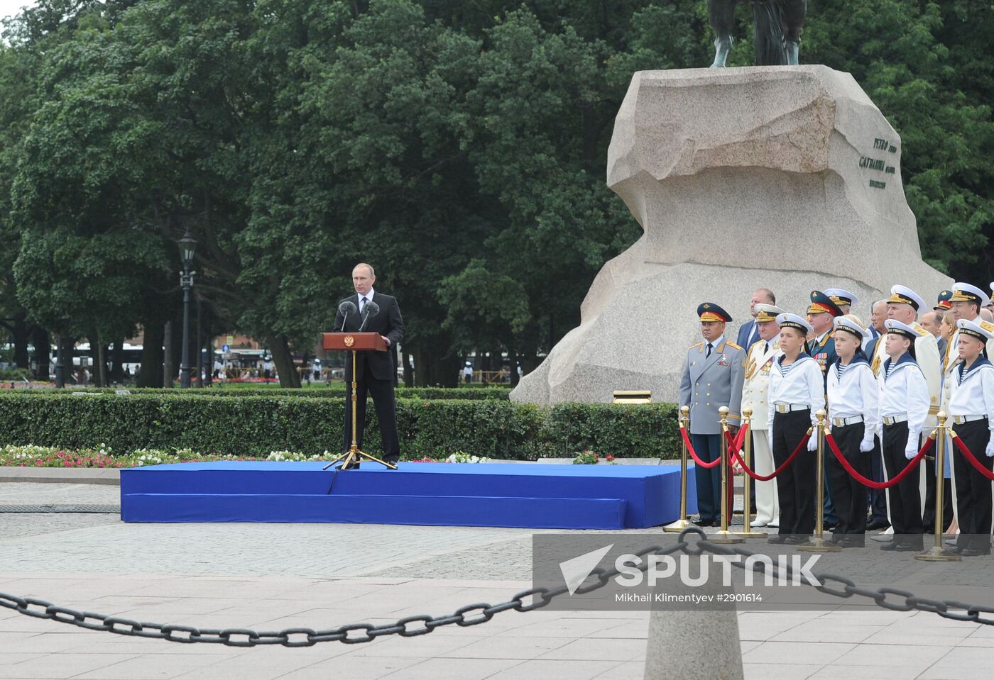 Russian President Vladimir Putin takes part in celebrating Nay Day in St. Petersburg