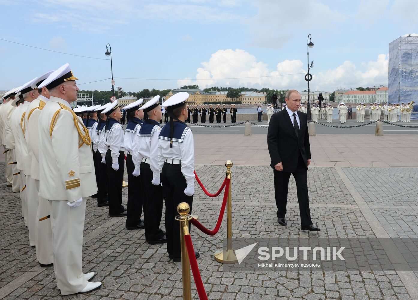 Russian President Vladimir Putin takes part in celebrating Nay Day in St. Petersburg