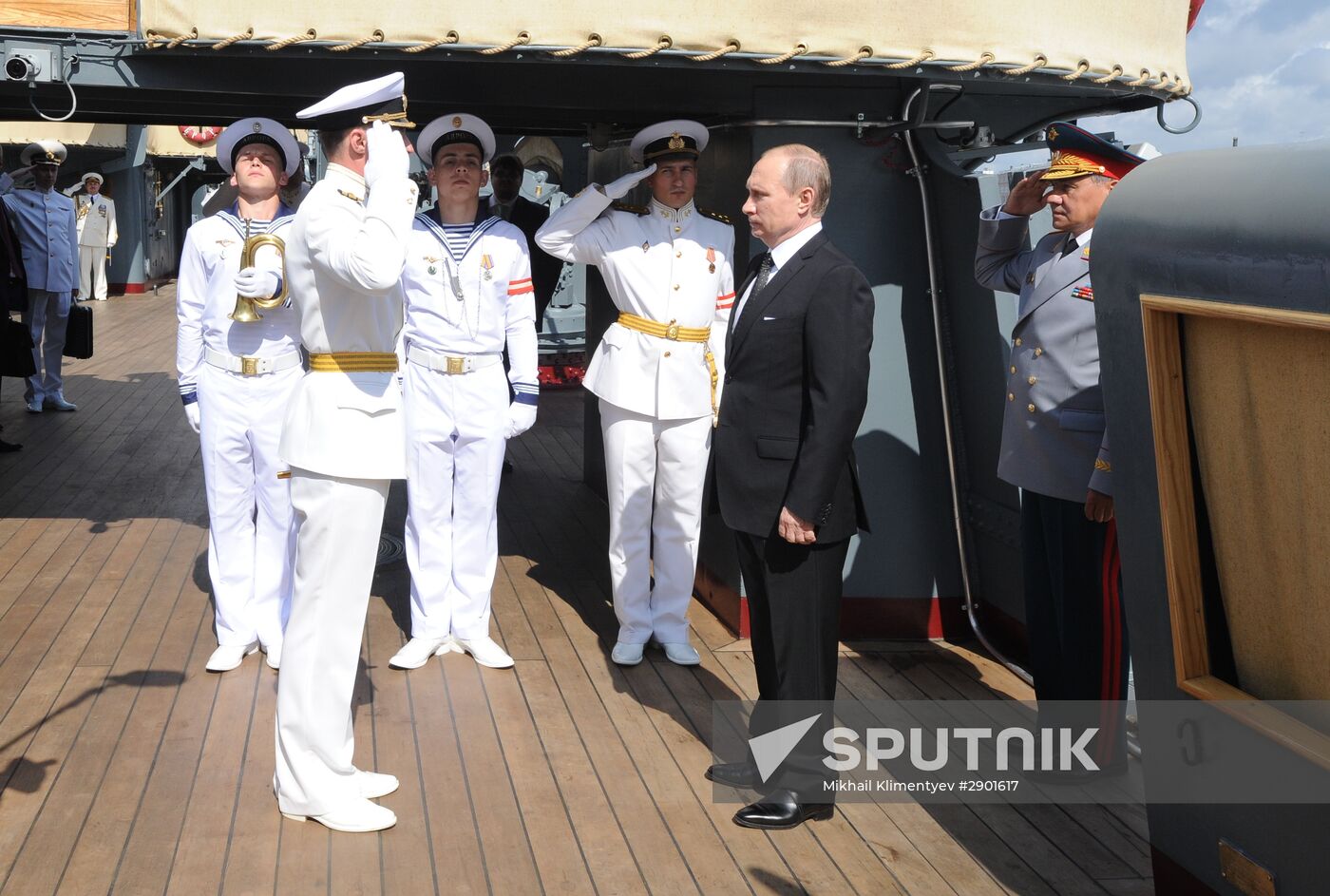 Russian President Vladimir Putin takes part in celebrating Nay Day in St. Petersburg