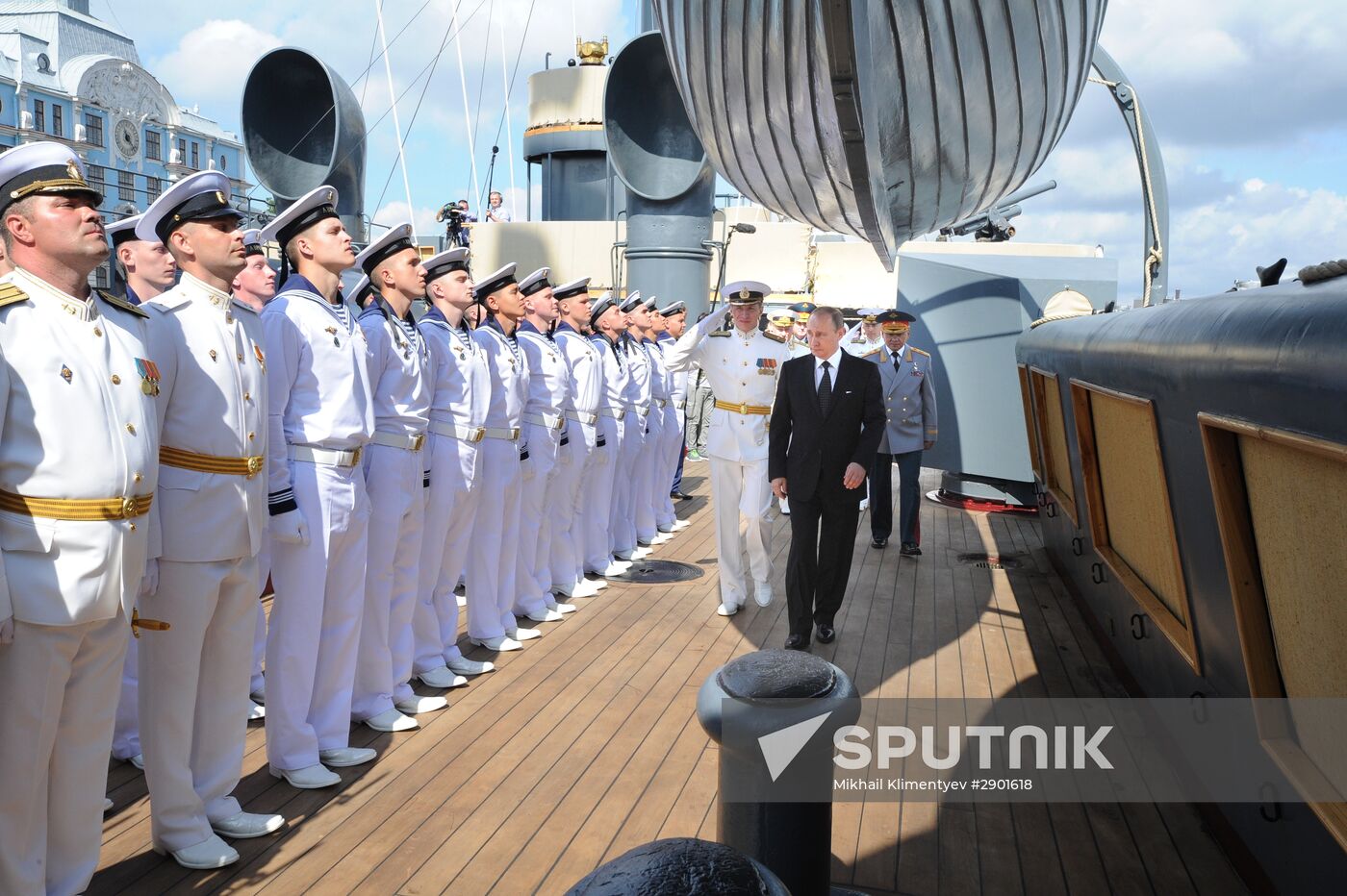 Russian President Vladimir Putin takes part in celebrating Nay Day in St. Petersburg