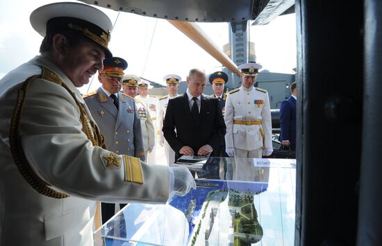 Russian President Vladimir Putin takes part in celebrating Nay Day in St. Petersburg