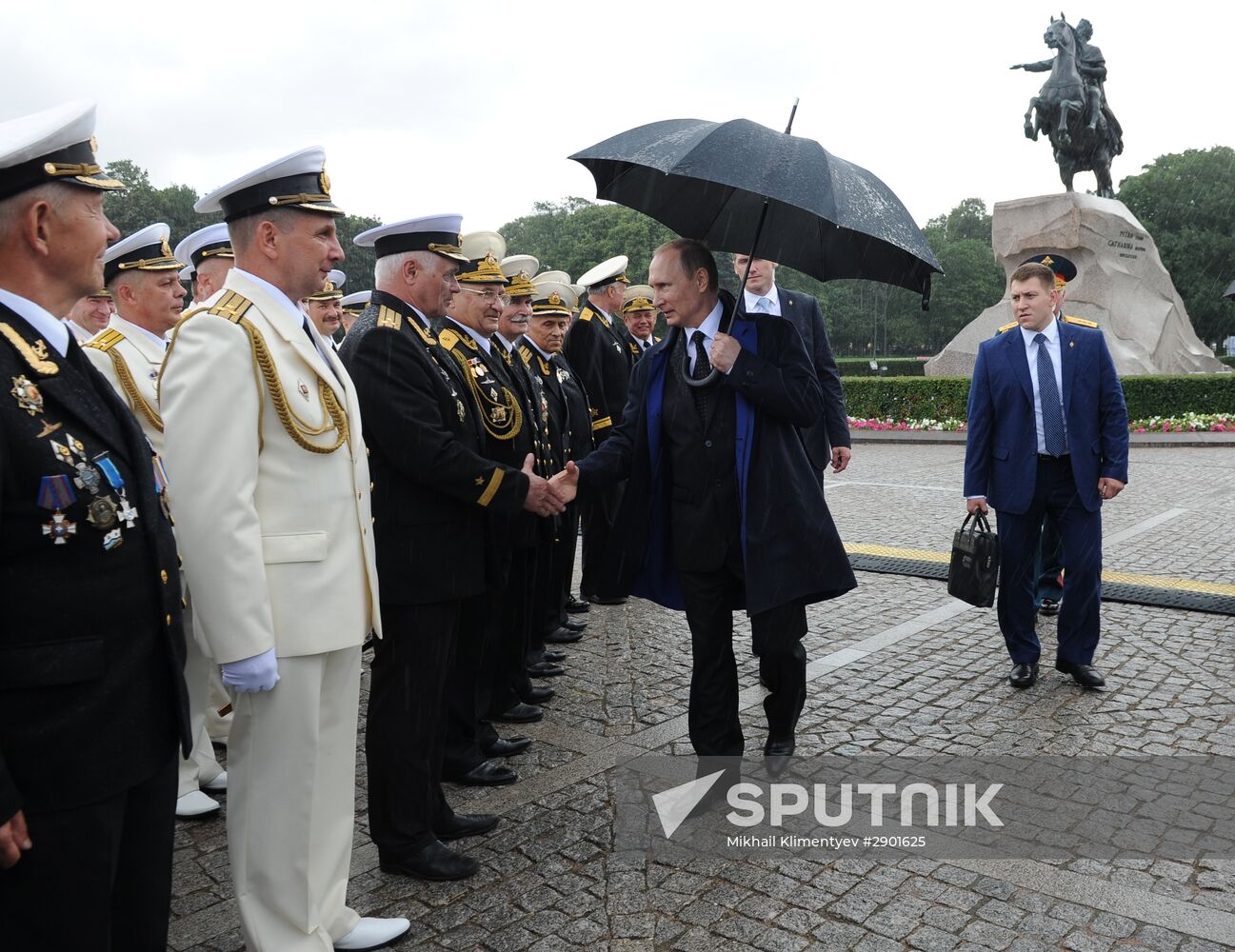 Russian President Vladimir Putin takes part in celebrating Nay Day in St. Petersburg