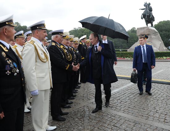 Russian President Vladimir Putin takes part in celebrating Nay Day in St. Petersburg