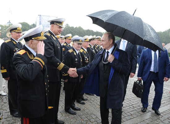 Russian President Vladimir Putin takes part in celebrating Nay Day in St. Petersburg