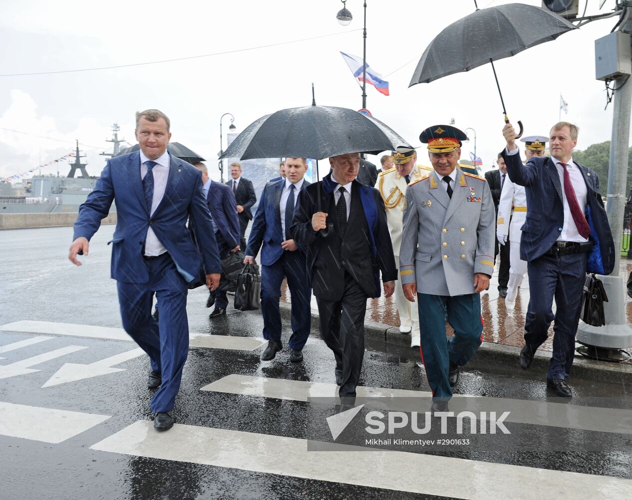 Russian President Vladimir Putin takes part in celebrating Nay Day in St. Petersburg