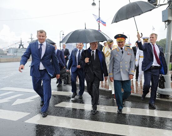 Russian President Vladimir Putin takes part in celebrating Nay Day in St. Petersburg