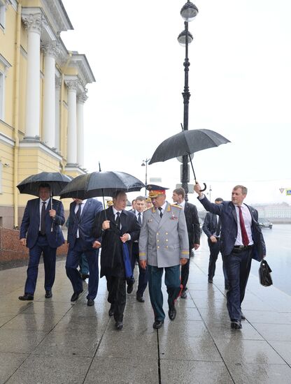 Russian President Vladimir Putin takes part in celebrating Nay Day in St. Petersburg