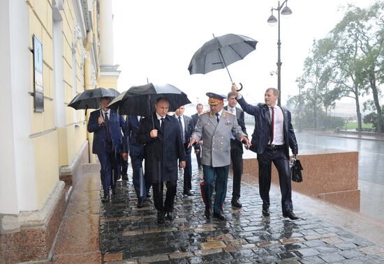 Russian President Vladimir Putin takes part in celebrating Nay Day in St. Petersburg