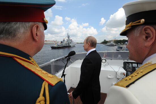 Vladimir Putin takes part in Russian Navy Day celebrations in St. Petersburg