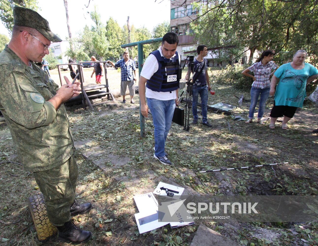 Aftermath of shelling in Yasinovataya, Donbass